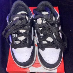 Used Black & White Panda Dunks  Sneakers - White and Red
